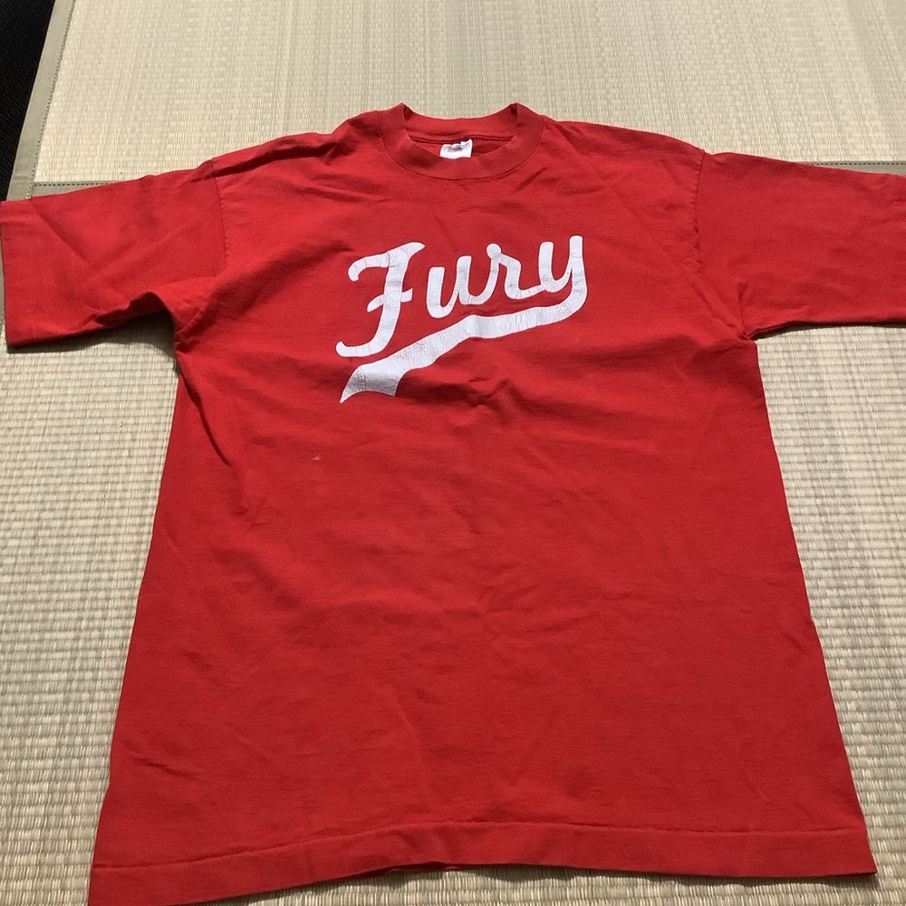 Red Fury Graphic T-shirt Large Fruit of the Loom made in USA Single Stitch